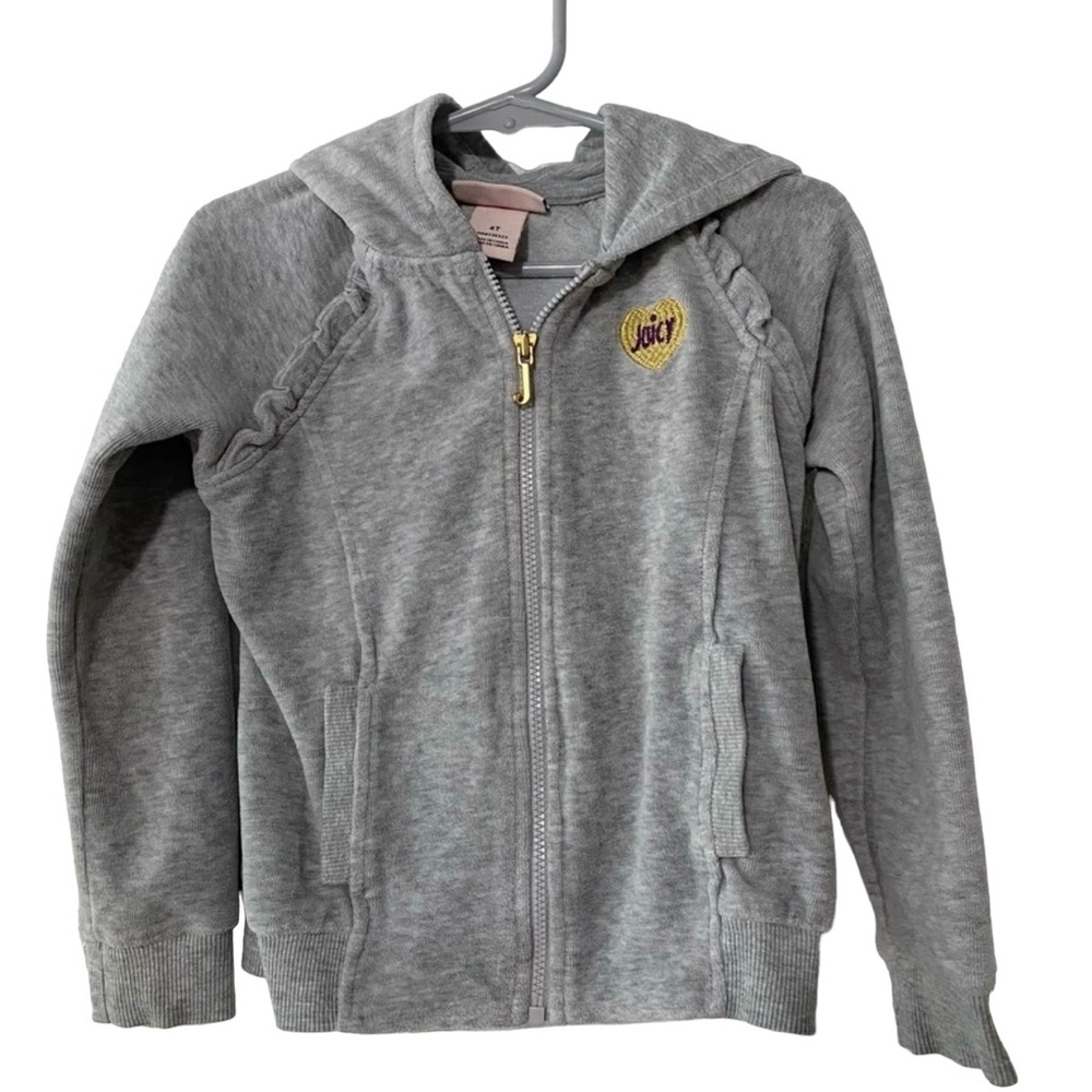 Juicy Couture Kids Gray Velour Track Suit Zip Up Jacket